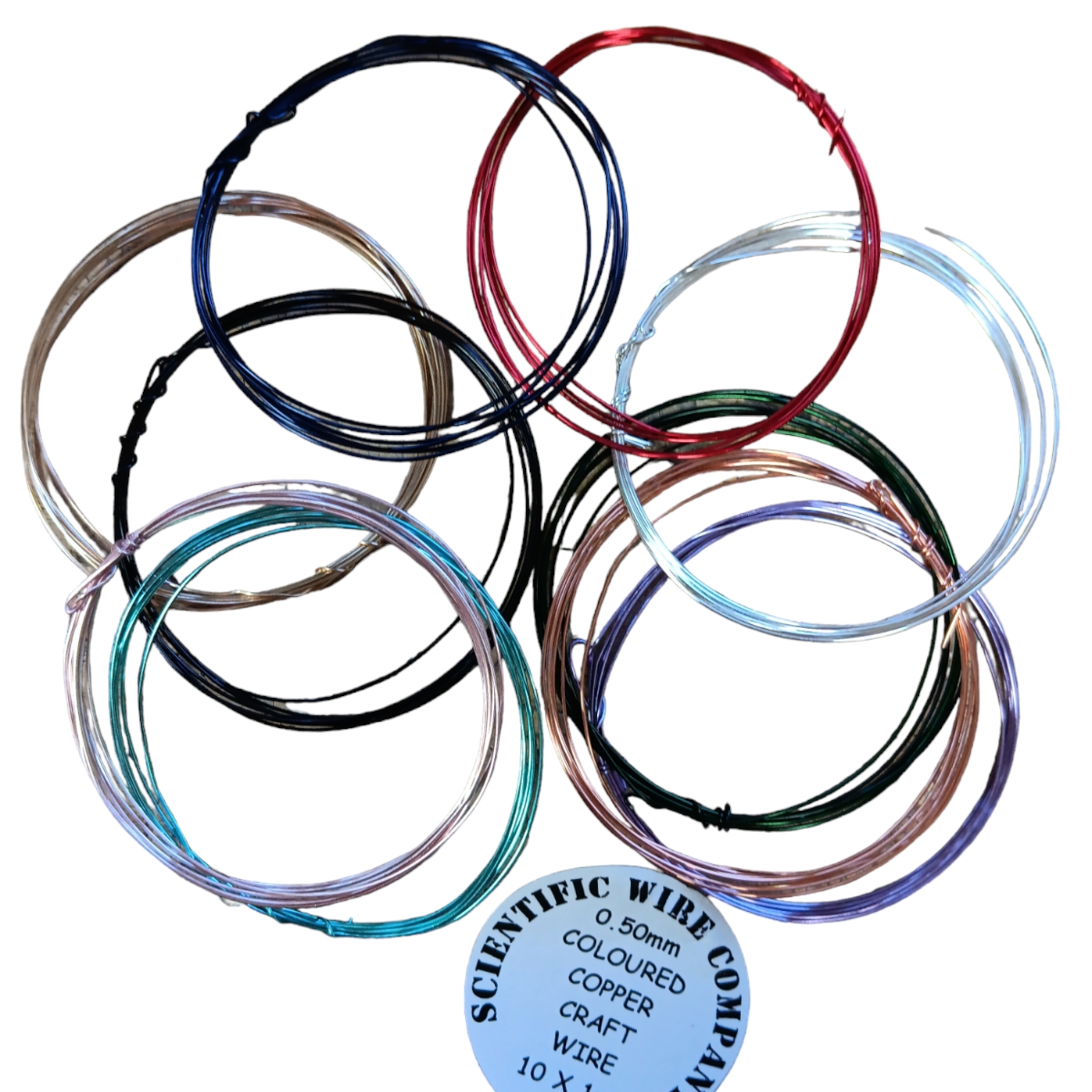 10 X 1 Metre Coils 0.5mm Coloured Copper Wire