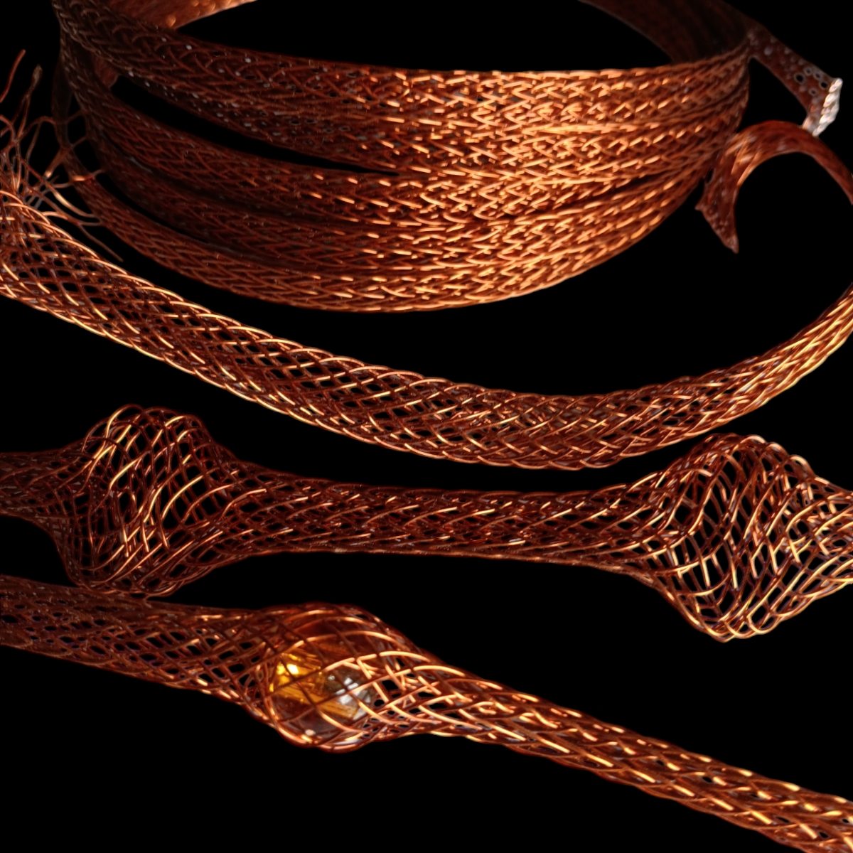 2 Meters 28 x 0.355mm Amber Colour Solderable Braided Enamelled Copper